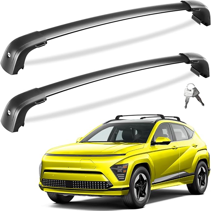 Tuyoung 220lbs Roof Rack Cross Bars Compatible with 2024 2025 2026 Hyundai Kona & Kona Electric, Lockable Heavy Duty Aluminum Roof Rails Crossbars Black Rooftop Cargo Carrier Luggage
