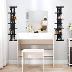 7 Tier Wall Shelf Unit-Black Floating Shelves for Home Decor, Modern Unique Asymmetric Design for Bedroom & Living Room Stora