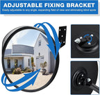 2 Pieces Acrylic Convex Mirror 12 Inch Outdoor Security Corner Mirror with Adjustable Fixing Bracket Clear Safety Mirrors for Driveway Parking Garage Warehouse Indoor Blind Spot
