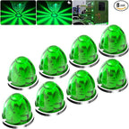 BJZ 8Pcs Green Watermelon LED Strobe+Constant Marker Lights Dual Function Watermelon-Shaped Side Marker Clearance Tail Top Cap Roof Lights for Trailer Truck Semi-Trailer Heavy-Duty Truck Bus Van