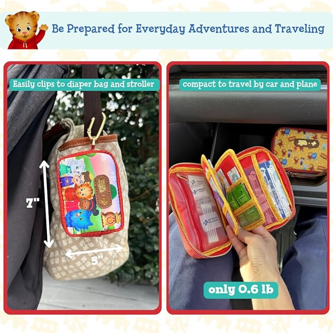KeepGoing Daniel Tiger’s Travel First Aid Kit for Kids – 130 Pc. for Car, Home, Purse, Diaper Bag & Backpack with Latex-Free 
