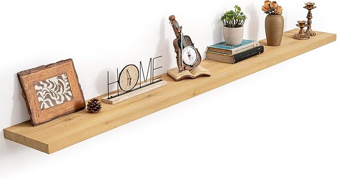 Marsmiles 72 Inch Floating Shelf | 9.3 Inch Deep Natural Wood Wall Shelf Set of 1 | Rustic Reclaimed Wood Shelves for Room Wa