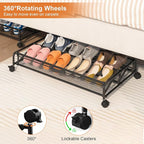 2 Pack Under Bed Shoes Storage + Plate Organizer