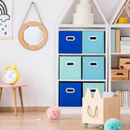 Stero Fabric Storage Bins 6 Pack Fun Colored Durable Storage Cubes with Plastic Handles Foldable Cube Baskets for Home, Kids 