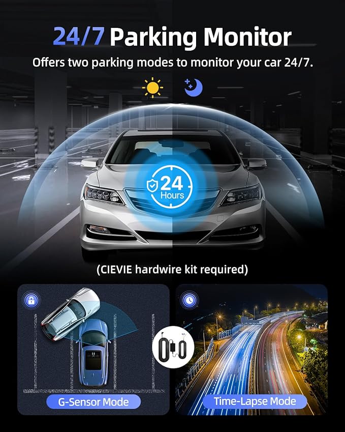 Dash Cam Front 4K - 1.5" IPS Display & 5G WiFi & 64G Card, 360° Rotation Mini Dashcam, Car Camera with WDR Night Vision, 24H 