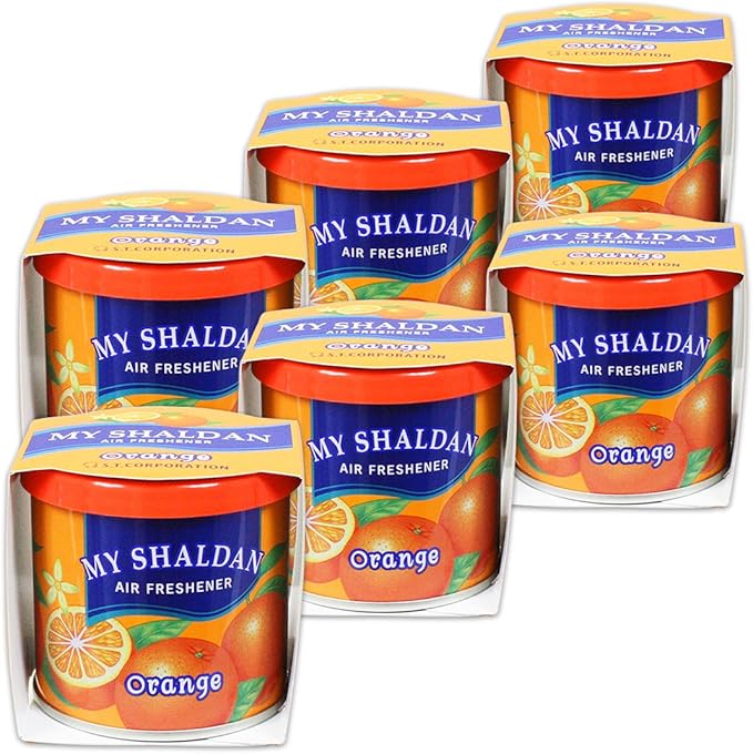 Pack of 6 My Shaldan Japanese Car Cup-Holder Natural Air Freshener Cans (Orange Scented)