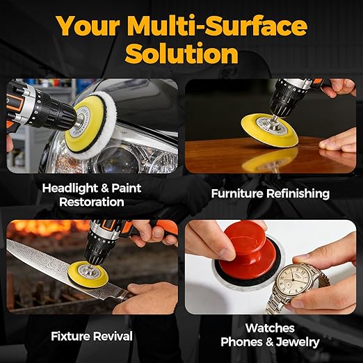 136PCS 3 Inch Wet/Dry Sanding Disc & Polishing Kit, 60-10000 Grit Hook & Loop Pads with Hand Pad for Drill or Manual Use, Hea