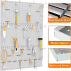 TORACK 3 PCS Metal Pegboard Panels(12x24 inch) for Wall Garage Utility Tools Storage Pegboard for Workbench, Modular Peg Boar