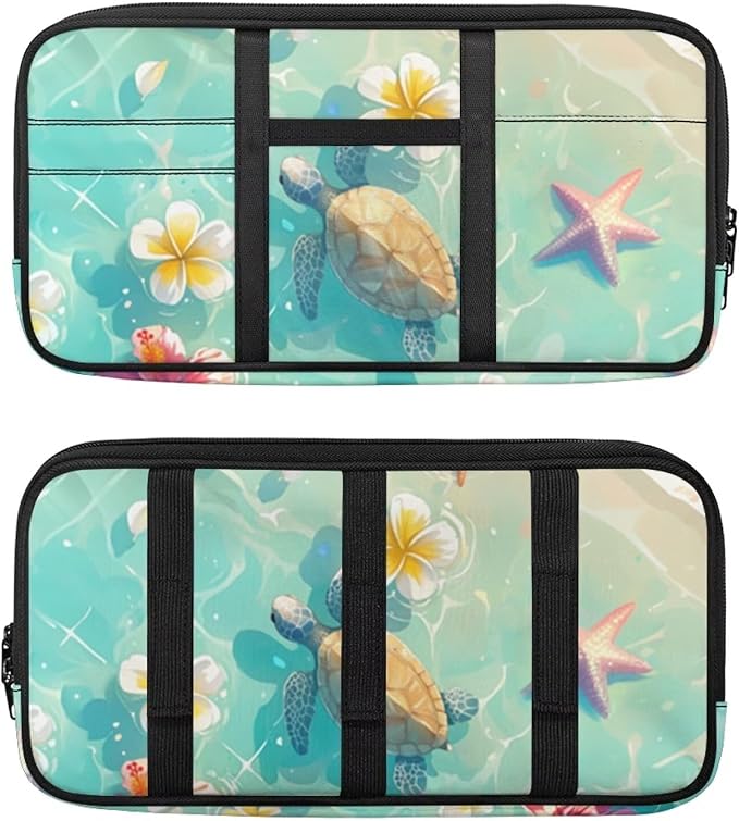 Summer Car Sun Visor Organizer Tactical Sunvisor Organizers with Zipper Storage Pouch Universal Accessories for Truck SUV,Summer Sea Turtle