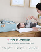 Lily Miles Baby Diaper Caddy Organizer, Wipeable Diaper Organizer Basket with 8 Pockets for Newborn Essentials, Nursery Tote 