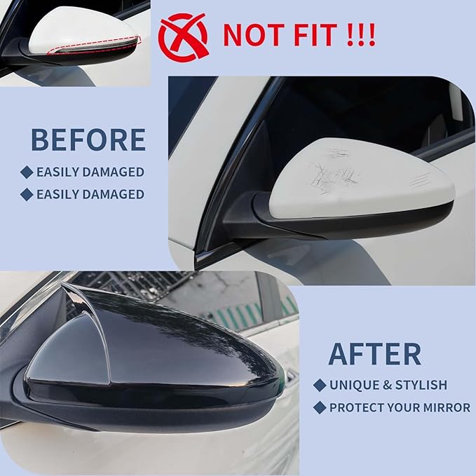 Side Rearview Mirror Cover For Kia Forte 2019-2024 Accessories Aggressive Look Sport Door Side LH & RH Exterior Rearview Mirror Guard Cover Trims Glossy Black（Without Turn Signal)