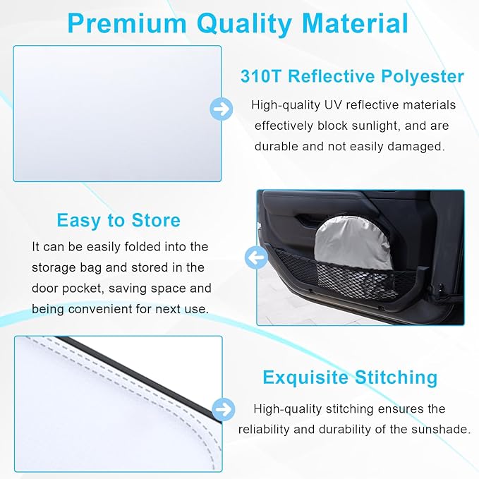 Premium Windshield Sun Shade for 2018-2026 Jeep Wrangler JL JLU & 2020-2026 Jeep Gladiator, Reflective 310T Material Front Window Sun Visor Blocks UV Rays Foldable Sunshade with Storage Pouch