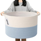 90L Large Blanket Basket,21.7"L x 21.7"W x 13.8"H Rope Woven Baskets with Handles, Toys Storage Bins,Laundry Basket Perfect f