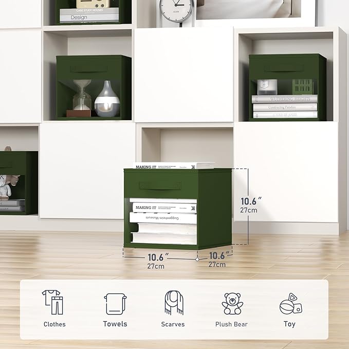 DIMJ Storage Cubes, Cube Storage Bin, 8 Pack Foldable Baskets with Window, Closet Storage Bins with Handle, 11x 11 inch Stora