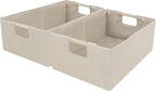 ANMINY 4PCS Storage Baskets for Organizing Collapsible Fabric Storage Bins Boxes with Wood Handles Closet Shelves Cube Organi