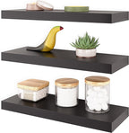 Ballucci Floating Shelves, 16" Wood Wall Shelf Set of 3, Invisible Brackets Floating Shelf for Wall Decor Living Room, Bathro