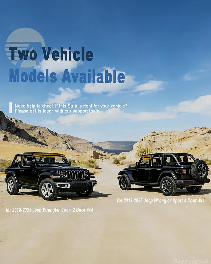 AUTOTEK Window Tint Strip for Windshield of 2018-2025 Jeep Wrangler 2-Door & 4-Door JL, 2-Ply Easy Install Sun Strip, Anti-Glare and UV Rejection Window Tint Films Stickers for Wrangler Unlimited