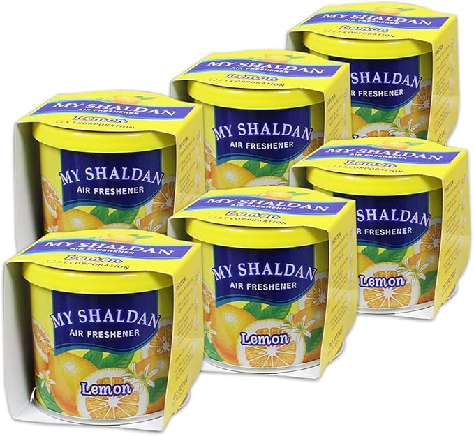 Pack of 6 My Shaldan Japanese Car Cup-Holder Natural Air Freshener Cans (Lemon Scented)