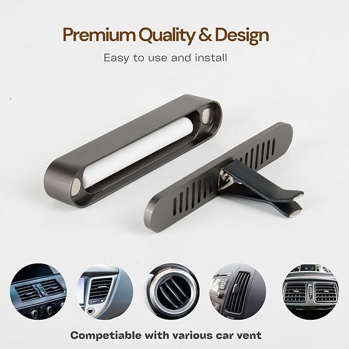 2 Packs Car Air Freshener Diffuser, Essential Oil Diffusers Vent Clip, Perfume Diffuser with 6 Refill Unscent Fiber Sticks, P
