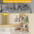 FOLLOWIN 2 Tier Bathroom Countertop Corner Organizer,Countertop Perfume Tray,Vanity Counter Shelf,Skincare Makeup Cosmetic Va