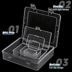 7 Pack Mixed Sizes Rectangular Mini Plastic Containers Clear Plastic Storage Boxes with Hinged Lids Empty Beads Organizers fo