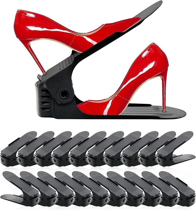 NVGSN Shoe Slots Organizer 20 Pack - Shoe Stackers for a Pair of Shoes, Shoe Storage Shoe Space Savers 50%, 4 Levels Adjustab