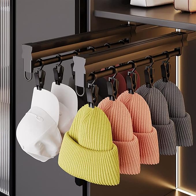 Pull Out Clothes Rail Extendable Pull Out Closet Rod - Adjustable Clothing Organizer Holder, Steel Wardrobe Rail Tube, Extend