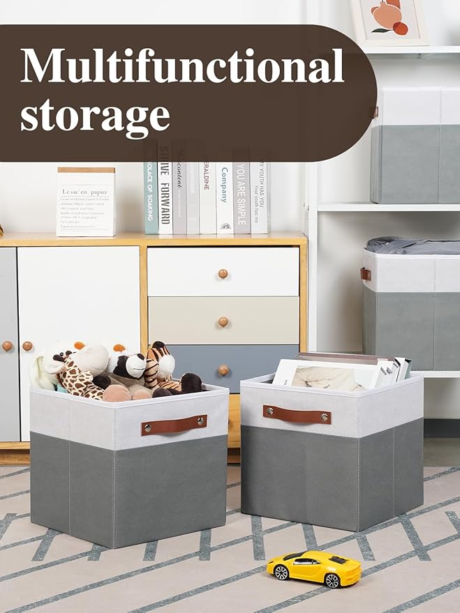 Temary 11x11 Storage Cubes Fabric Cube Storage Bins with Handles Clothes Storage Boxes Baskets for Organizing Home, Shelf, Cl