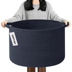 90L Large Blanket Basket,21.7"L x 21.7"W x 13.8"H Rope Woven Baskets with Handles, Toys Storage Bins,Laundry Basket Perfect f