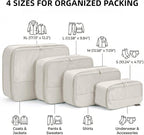 4 Piece Compression Packing Cubes for 3–7 Day Travel, Lightweight Travel Organizers with Breathable Mesh, Double-Zipper Packi