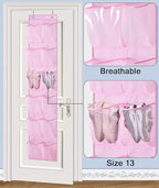 MISSLO Over The Door Shoe Organizer 12 Large Mesh Pockets Hanging Narrow Closet Door, Baby Hanging Shoe Rack Kids Closet Stor
