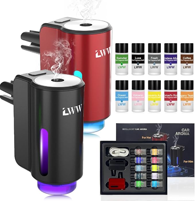 Car Air Freshener Diffuser, Portable Intelligent Car Aroma Diffuser with 3 Adjustable Modes, Rechargeable Car Aromatherapy Ma