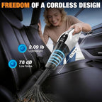 Handheld Vacuum Cordless, Ultra-Strong Suction Car Vacuum Portable Cordless, Rechargeable Hand Held Car Vacuum Cleaner High P