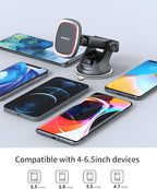 APPS2Car Magnetic Phone Mount, Dashboard & Windshield Suction Cup Car Phone Holder Mount with 6 Strong Magnets, Adjustable Telescopic Arm, Compatible with iPhone & Android Smartphones