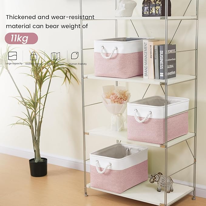 Large Storage Baskets- 15x11x10 inch Storage Bins for Shelves and Closet Organizing, Foldable Fabric Bin for Home Organizatio