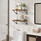 Floating Shelves for Wall,18" Wall Mounted Shelves Set of 2,Wood Floating Shelf with Bracket,Sturdy Metal Bracket Bookshelves