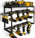 Spampur Power Tool Organizer, 8 Drill Holders Wall Mount, 3 Layer Heavy Duty Metal Storage for Garage Organization, Tools Sto