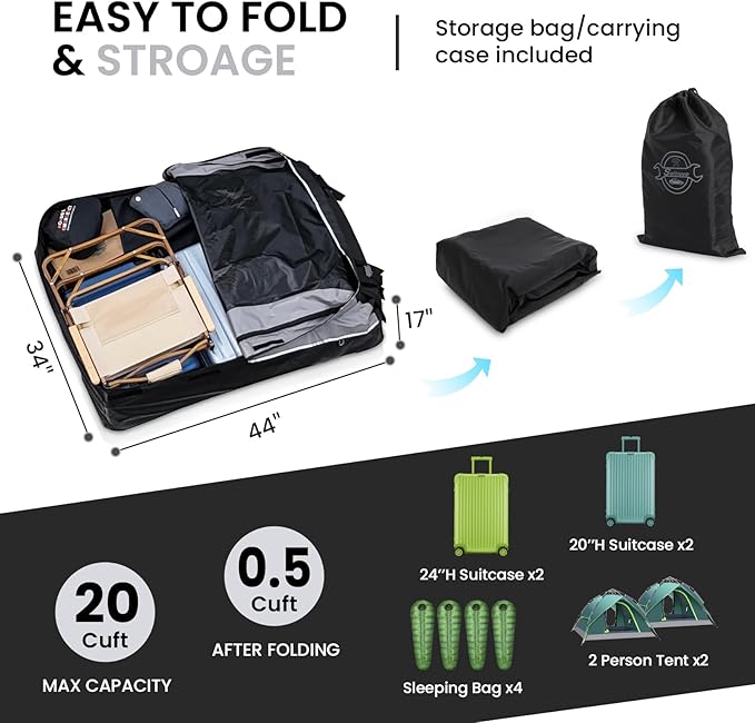 Sailnovo Rooftop Cargo Carrier Car Roof Bag 21 Cubic,Waterproof Cargo Roof Bag for Most Vehicles with/Without Roof Rack with Strap, Anti-Slip Mat,6 Door Hooks(Classic Gray-Black)