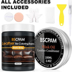 12oz Leather Recoloring Balm & 3.4oz Mink Oil Leather Conditioner kit,Dark Gray Leather Color Repair Kits for Couches, Leathe