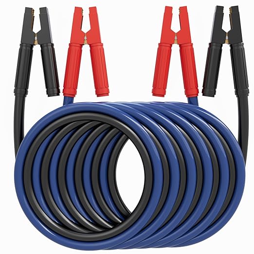 Heavy Duty Jumper Cables, 0 Gauge 30 Feet 1000AMP, Automotive Booster Cables for 12V & 24V Cars, Jump Starter for Dead or Weak Batteries, Suitable for 8L Gas & 6L Diesel, Includes Carry Bag