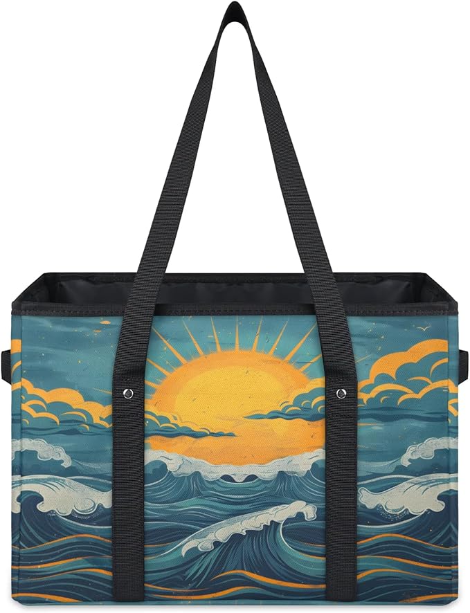 Reusable Grocery Bag, Foldable Large Shopping Tote Bag for Groceries Kitchen Picnic Car Trunk