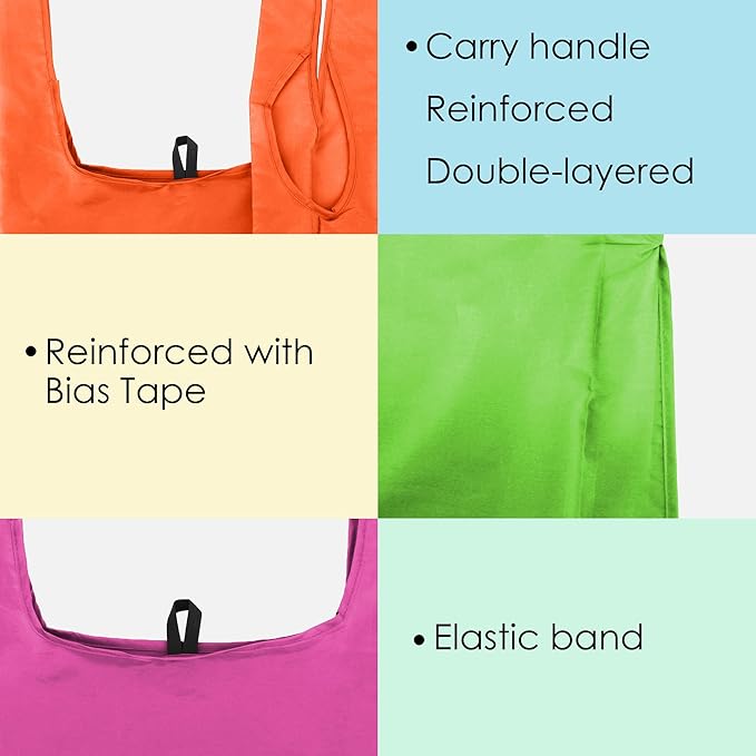 BeeGreen Navy Reusable Grocery Bags Bulk Gifts 20 Pack - Large Tote with Zipper Pouch | Foldable & Washable Polyester Shopping Bags Heavy Duty Animal Lover Gifts Reusable Bag With Handles