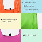 BeeGreen Colorful Reusable Grocery Bags Bulk Gifts 10-Pack - Large Tote with Zipper Pouch | Foldable & Washable Polyester Shopping Bags Heavy Duty Animal Lover Gifts Reusable Bag With Handles