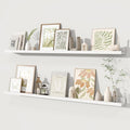 Fun Memories Picture Ledge Shelves Set of 2, 48 Inch Rustic Wall Mounted Floating Shelves with Lip for Home Storage and Décor
