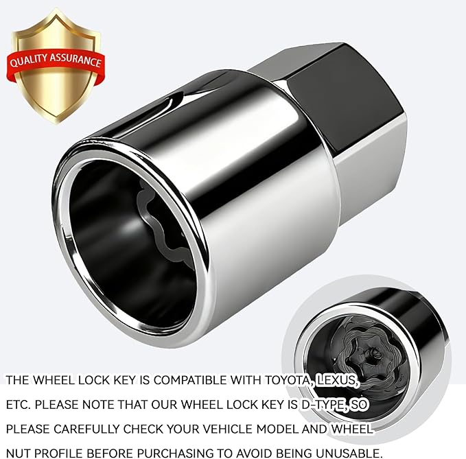 Wheel Lock Key Lug Nut Key Locking Lug Nut Removal Tool for Toyota Lexus Tacoma Senna, Security Nuts Socket Wrench Anti-Theft