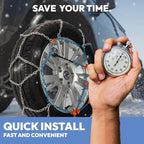 Snow Chains for Cars, SUVs & Pickup Trucks – Quick Fit, Easy Installation, Reusable Universal Tire Chains for Winter Emergenc