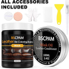 12oz Leather Recoloring Balm & 3.4oz Mink Oil Leather Conditioner kit,Black Leather Color Repair Kits for Couches, Leather Co