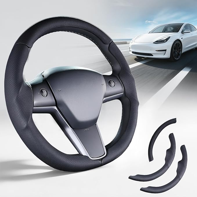 Steering Wheel Cover for Tesla Model 3(2017-2023) Model Y(2020-2024), Steering Wheel Accessories for Tesla Model 3/ Y