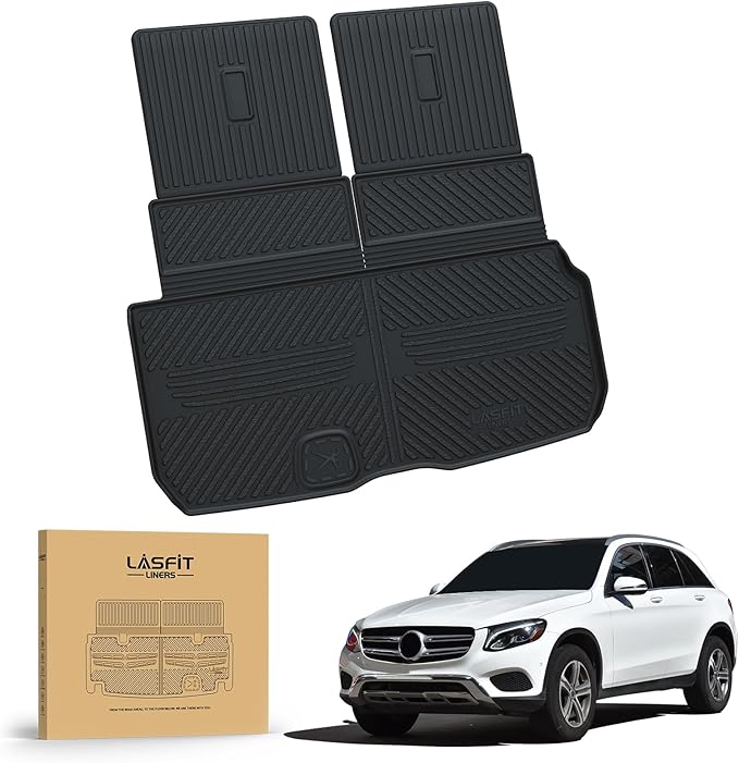 LASFIT Cargo Mat & Backrest Mat (3 Pieces) for Mercedes Benz GLS 450/580 /63 AMG 2026 2025 2024 2023 2022 2021 2020, All Weather TPE Cargo Liner Custom Fit GLS 2020-2026 Trunk Mat with Seatback