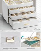 Vlando 4 Layer Large Jewelry Box - Jewelry Holder Organizer, Jewelry Box Organizer for Drawer Necklace Ring Bracelet and Watc